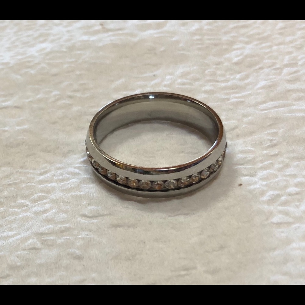 New Unisex Eternity Crystal Steel Ring Size 10.5 - Picture 6 of 7